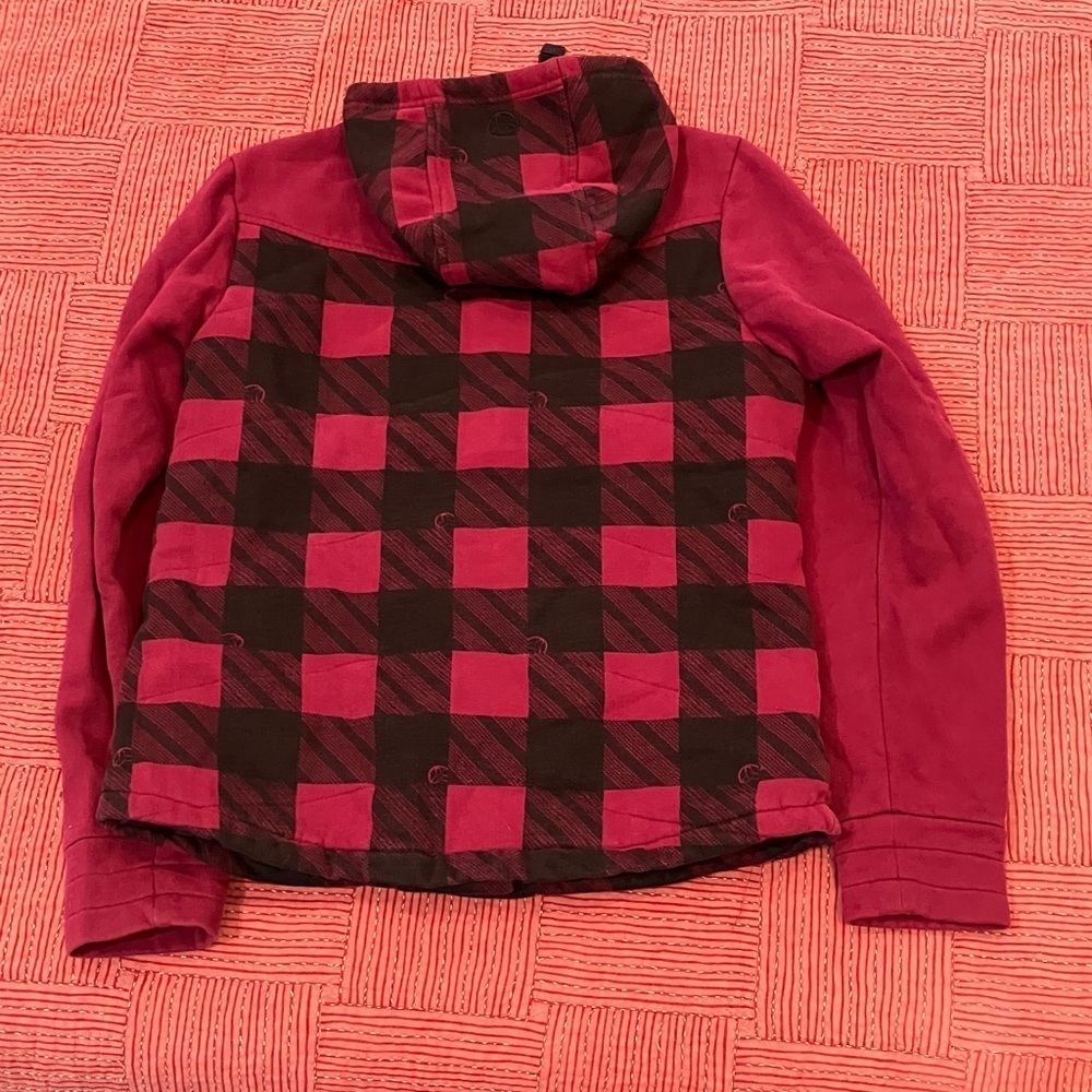 ORB women’s medium Plaid Hooded lined Jacket with lovely large buttons - Picture 14 of 16